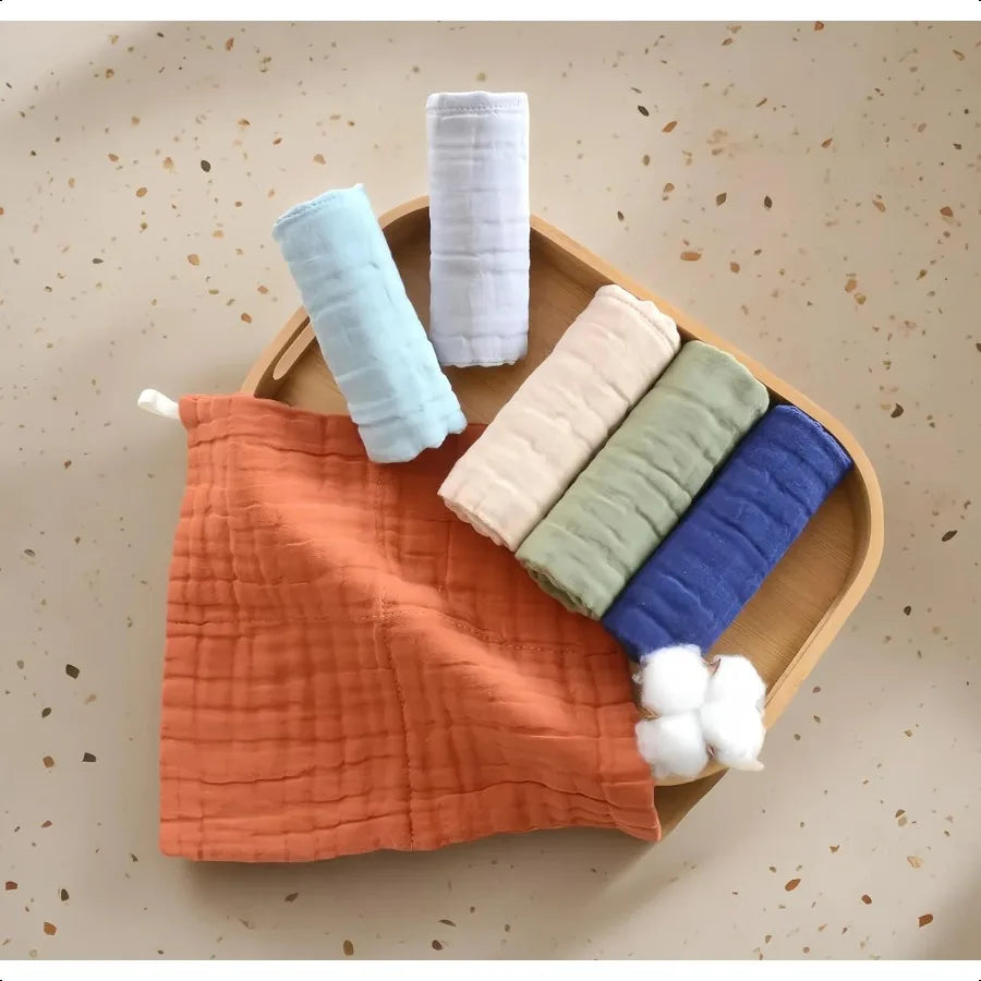 Cotton Towel for Baby Soft Face Cloths Newborn Absorbent Bath Wipes Muslin Washcloth Burp Cloths or Towels Pack of 6 12x12 inch