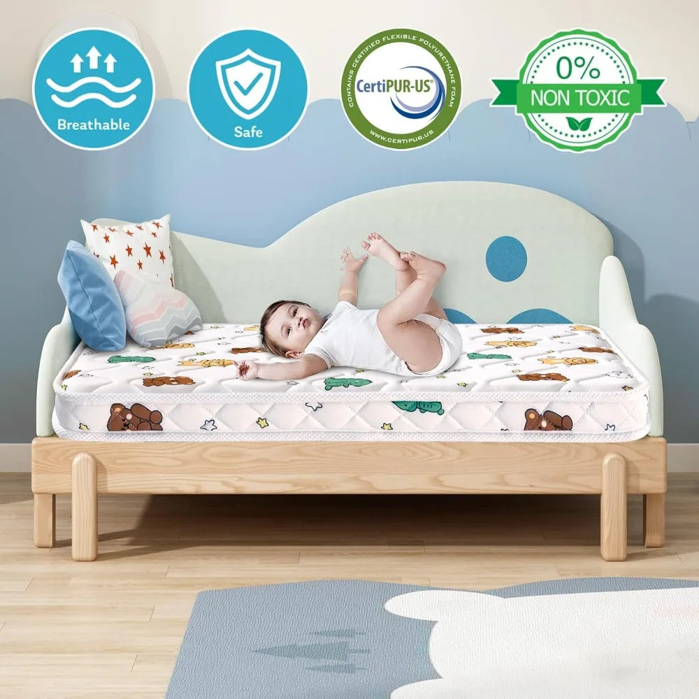 Premium Foam Mini Crib Mattress 38“x24”x4”,Dual Sided with Soft Breathable Fabric,Noiseless and Odorless,Comfortable and Firm
