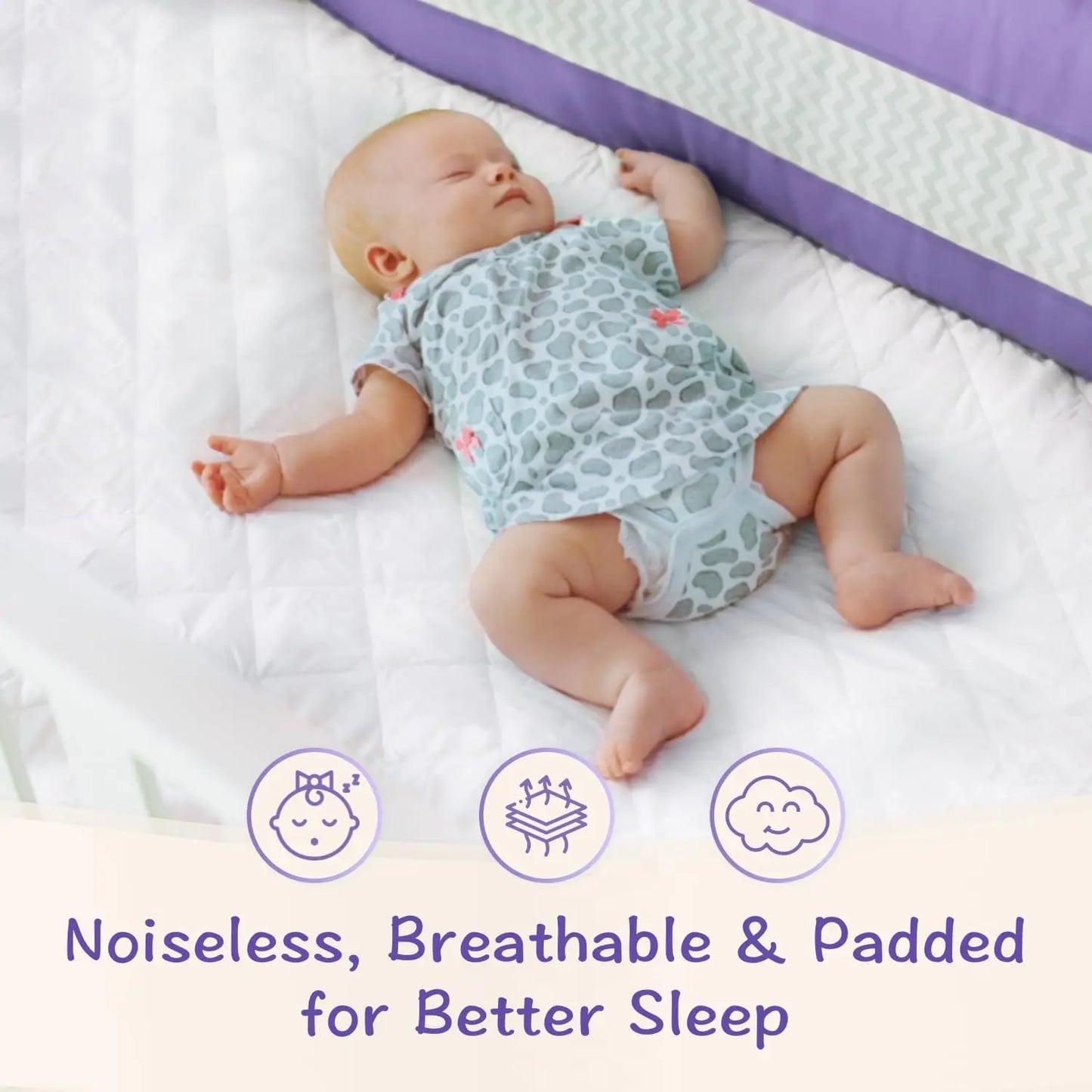 Crib Mattr Protector Pad 2 Pa - Waterproof & Noiseless, Ultra-Soft Breathable Mattr Cover For Baby Cribs And Toddler Beds,