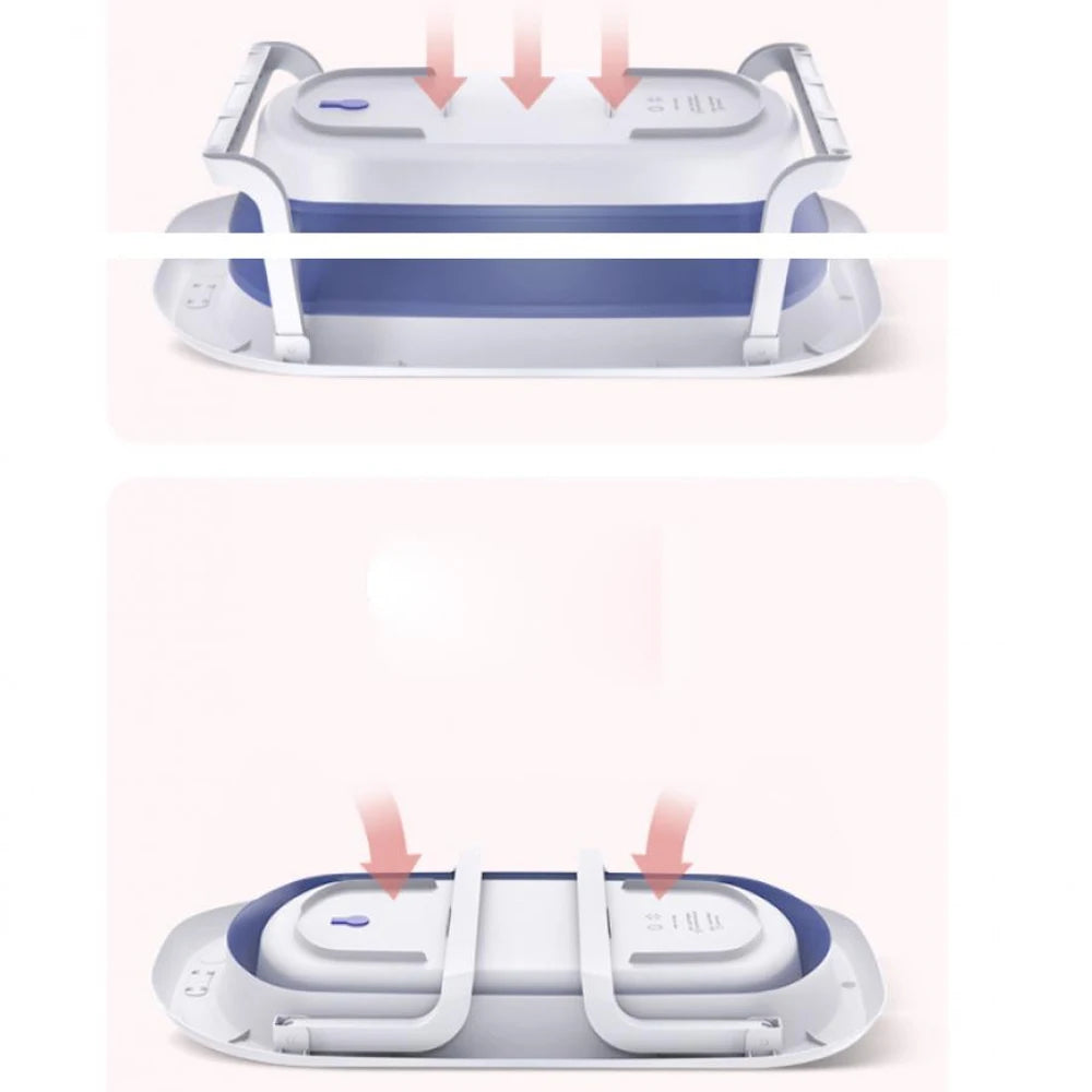 Foldable Baby Bathtub Multifunctional Infants Toddlers 0-36 Months Portable Travel Baby Tub With Newborn Cushion Anti-Skid Pad