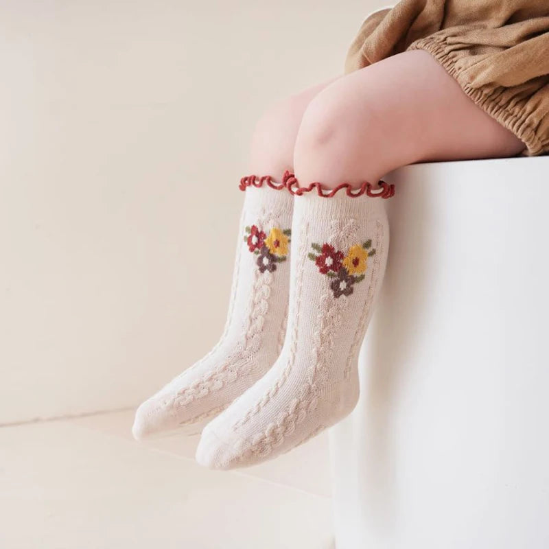 Cute Infant Knee High Socks Cozy Stretchy Stockings with Adorable Animal Print for Baby Girls and Toddlers