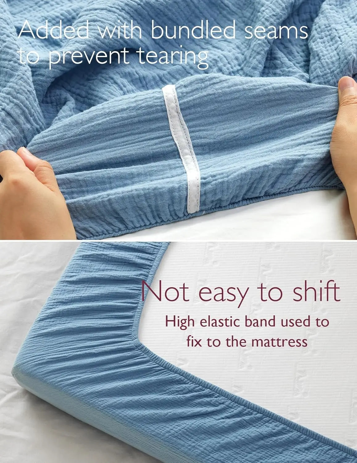 Muslin Fitted Mini Crib Sheets, 38""X26"", 2 Pa Soft Breathable Natural Cotton Baby Mattr Sheet, 360° Mattr Wrapping No Slip