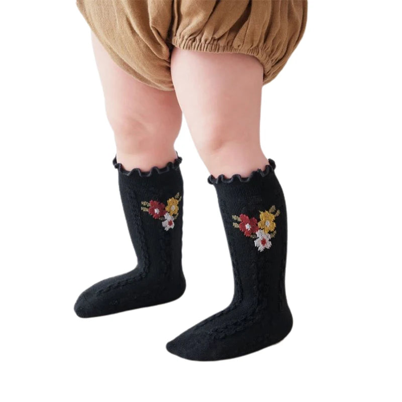 Cute Infant Knee High Socks Cozy Stretchy Stockings with Adorable Animal Print for Baby Girls and Toddlers