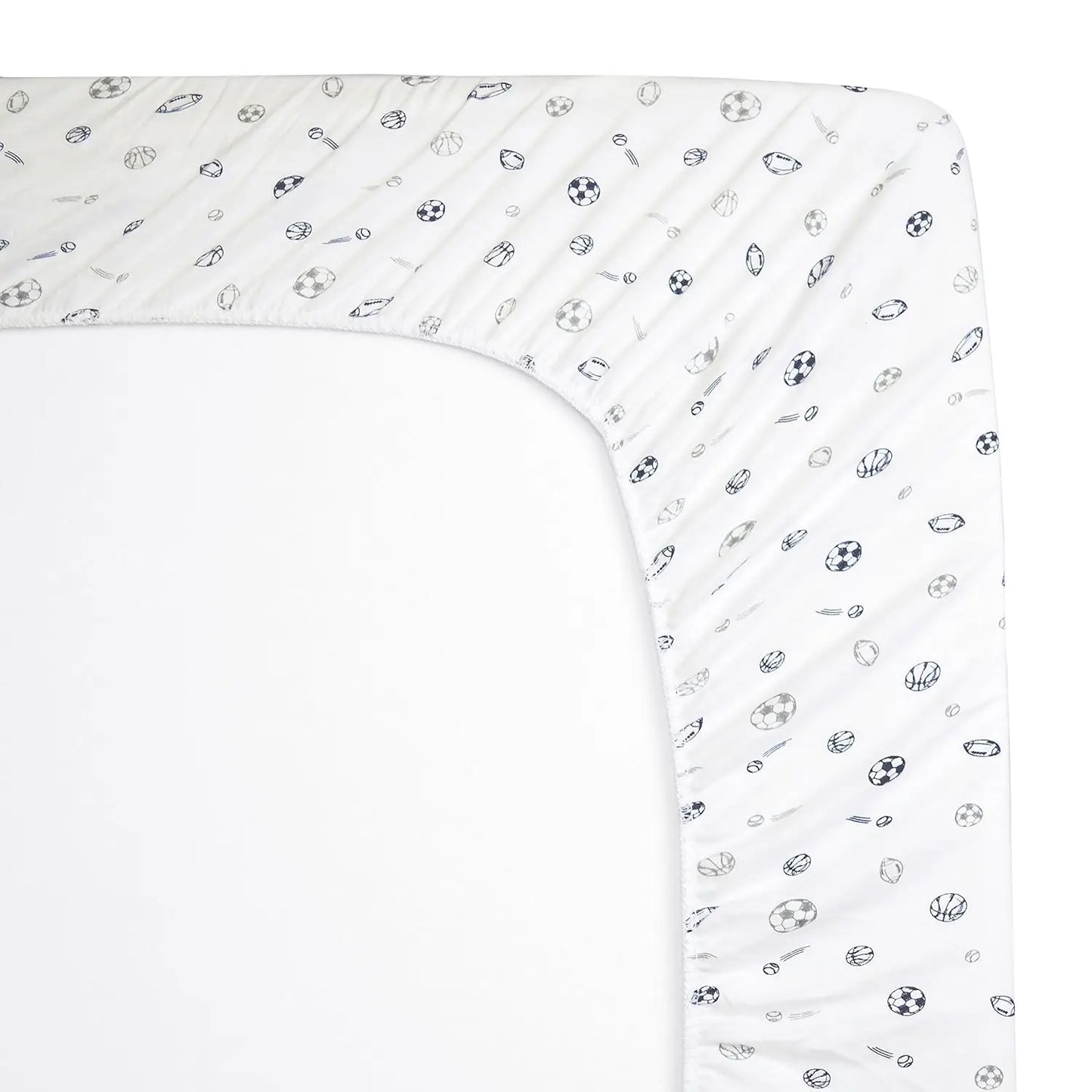 Fitted Crib Sheet 28"" X 52"", Soft Breathable Neutral 100% Cotton Jersey Sheet, Sports, For Boys And Girls, Fits Crib And