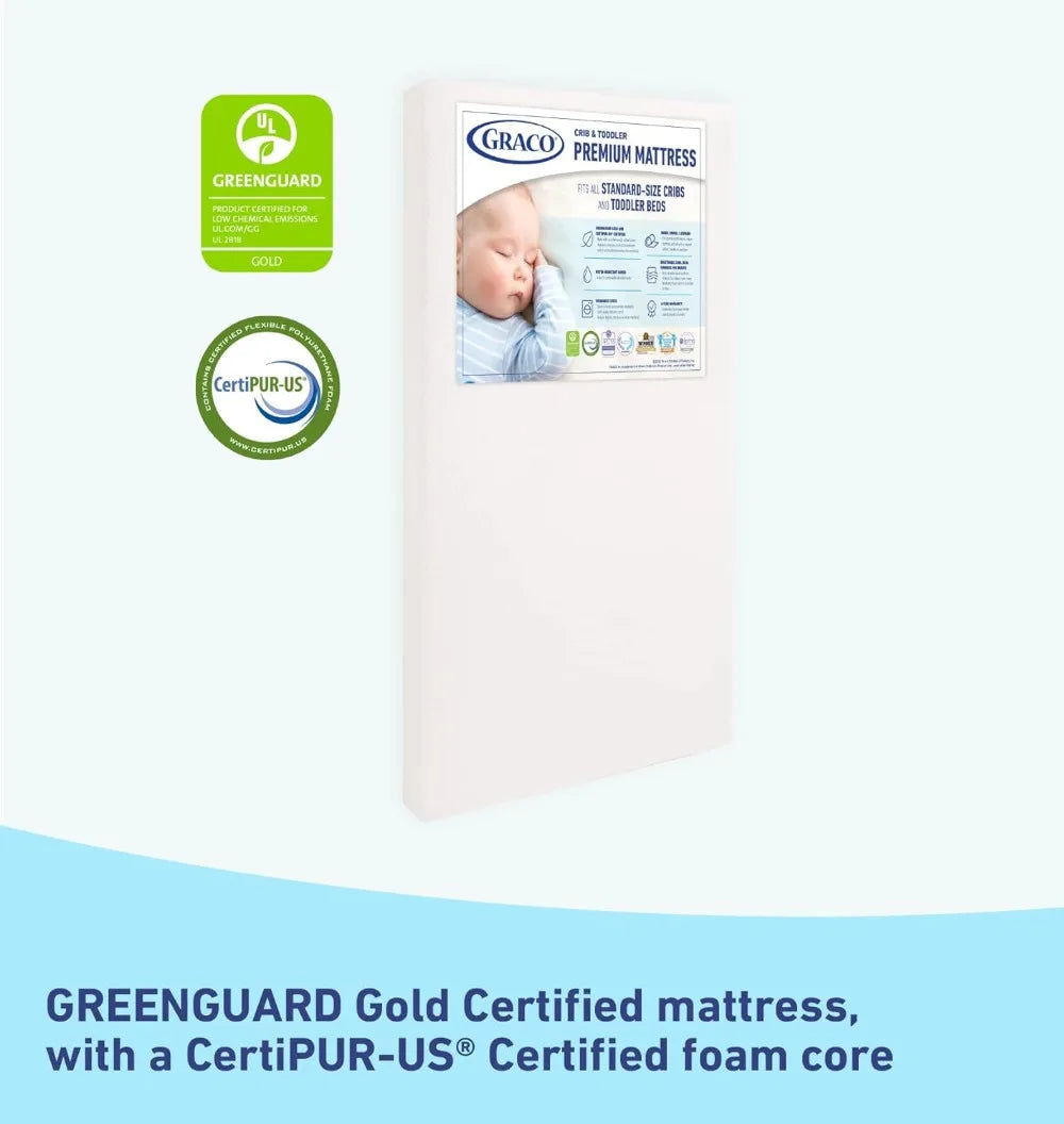 Crib&Toddler Mattress,Fits All Standard Crib & Toddler Beds,Waterproof Sleep Surface, Machine-Washable Outer Cover for Easy Care