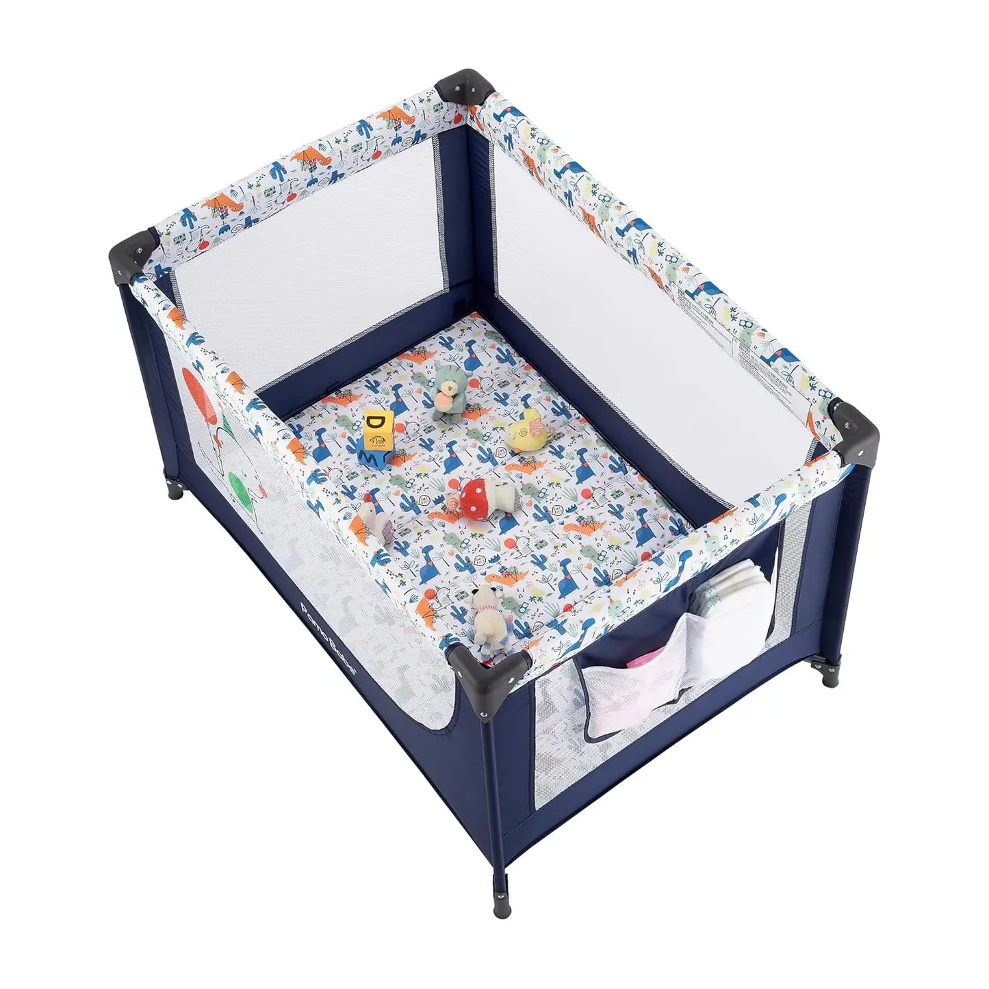 Travel Foldable Portable Bassinet Baby Infant Comfortable Play Yard Crib Cot with Soft Mattress Breathable Mesh Walls