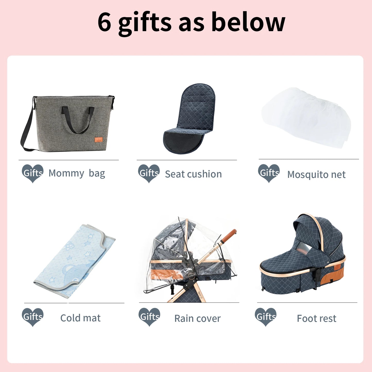 Baby Stroller 3‑in‑1 Travel System Pushchair Lightweight Pram from Birth All‑Terrain Baby Buggy Compact Fold Stroller Summer