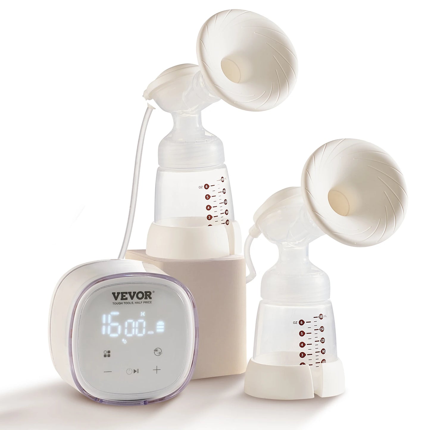 VEVOR Breast Pump Portable 2800mAH Rechargeable Double Electric Breast Pumps Anti-Backflow Breastfeeding Pump with LED Display