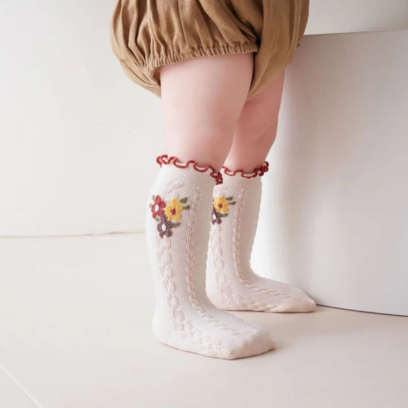 Cute Infant Knee High Socks Cozy Stretchy Stockings with Adorable Animal Print for Baby Girls and Toddlers