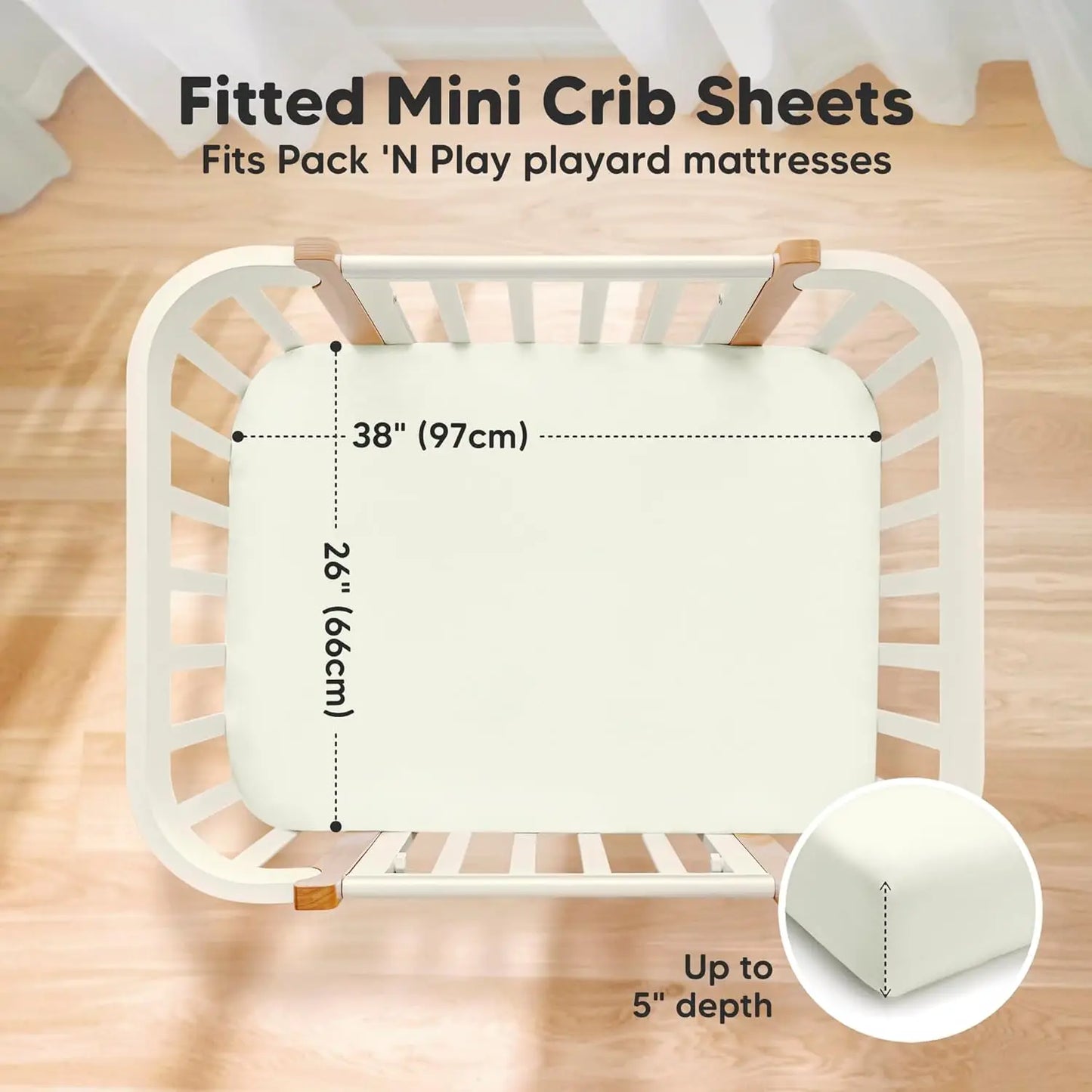 2-Pa Pa And Play Sheets, Waterproof Mini Crib Sheets Fitted - Organic Cotton Pa N Play Sheets For Pa And Play Mattress, Playard