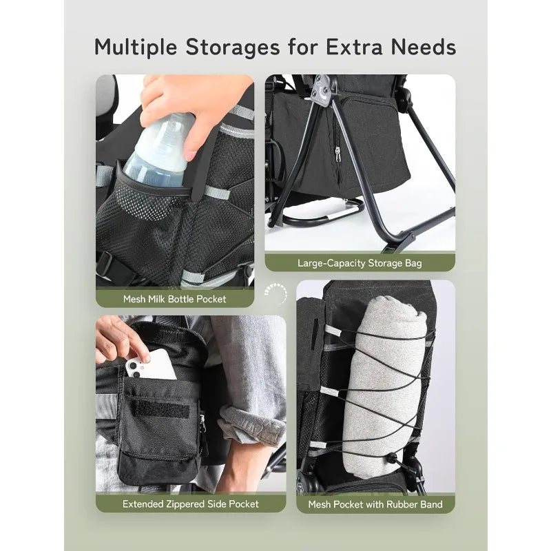 Baby Backpack Carrier, Toddler Hiking Backpack with Safety 3-Height Seat, Adjustable Straps&Waist Belt, Foldable Frame Li