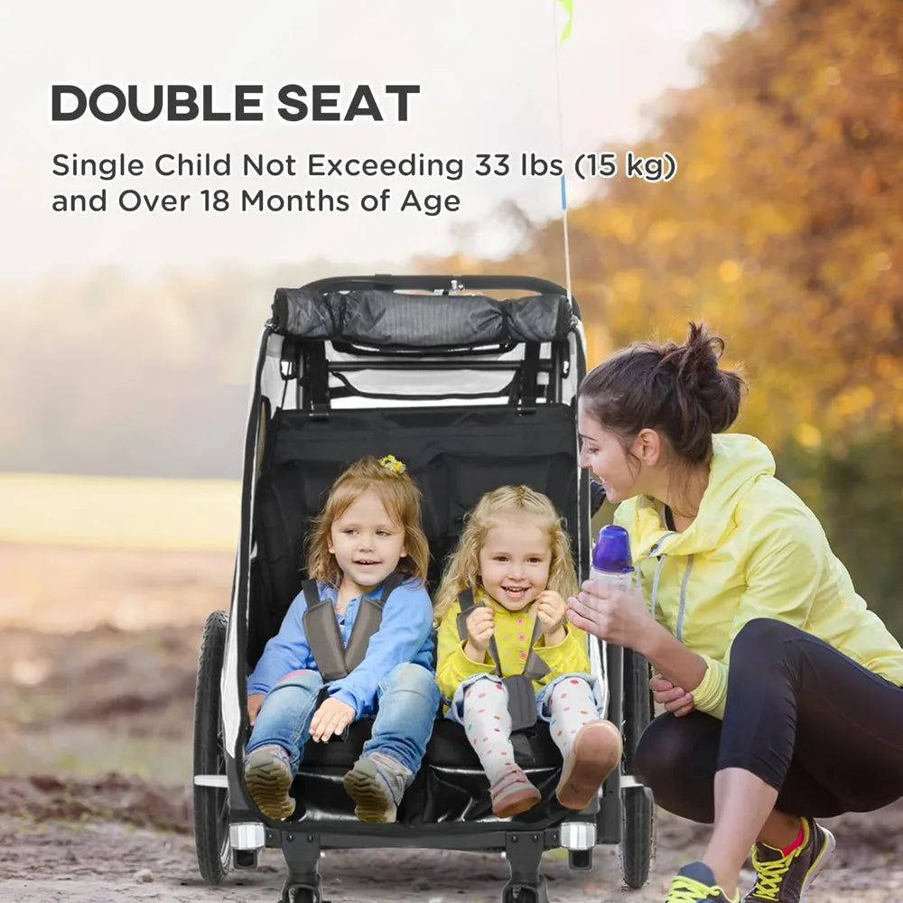 Bike Trailer for Kids 3 In1 Foldable Child Jogger Stroller Baby Stroller Transport Carrier with Shock Absorber System