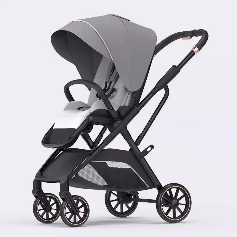 High View Portable Baby Stroller Ergonomics Seat Bassinet for Newborn One Hand to Recline Pram