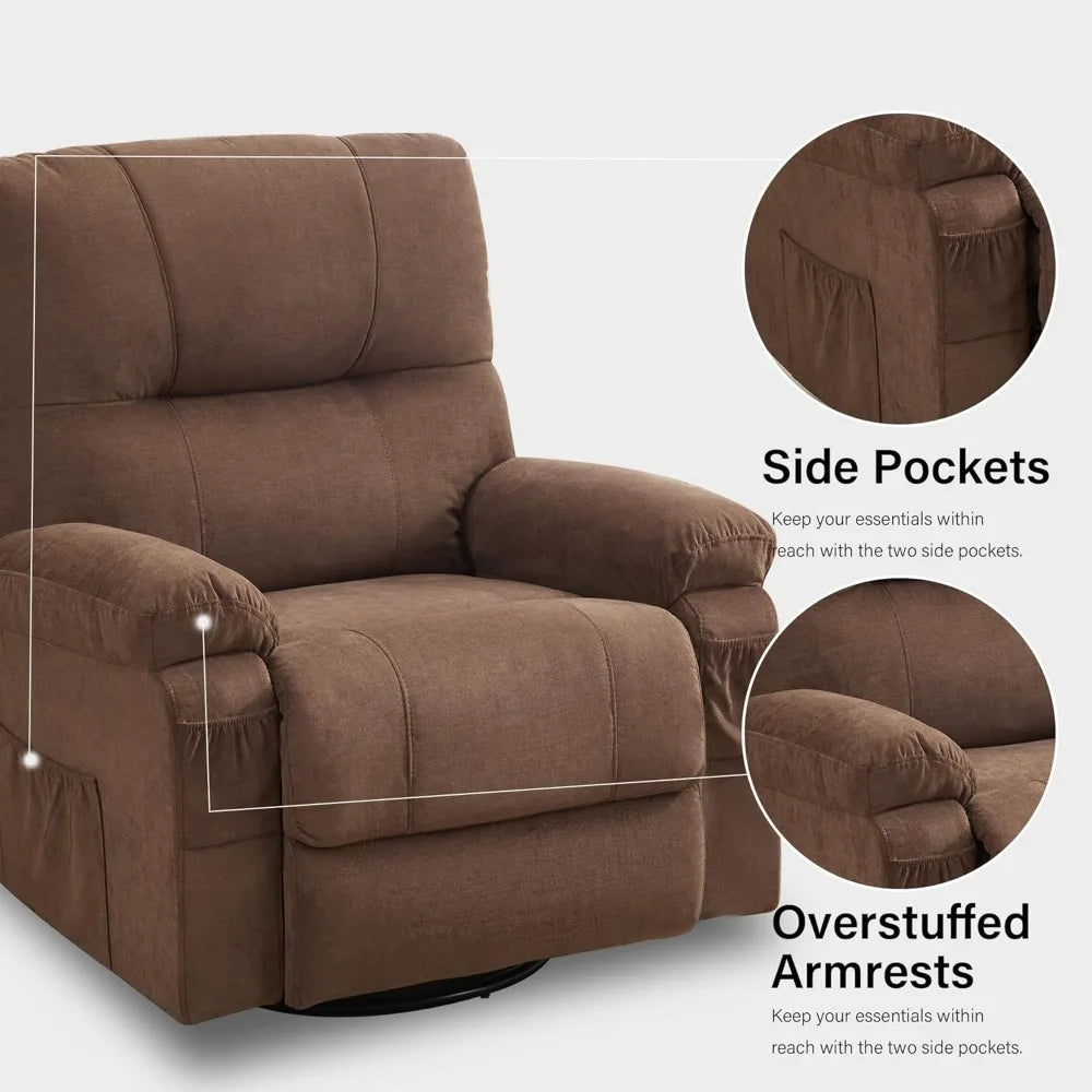 Swivel Nursery Rocker Recliner Chair, Ergonomic Lounge Chair for Living Room, Recliner Single Sofa Seat for Adults with Rocking Function