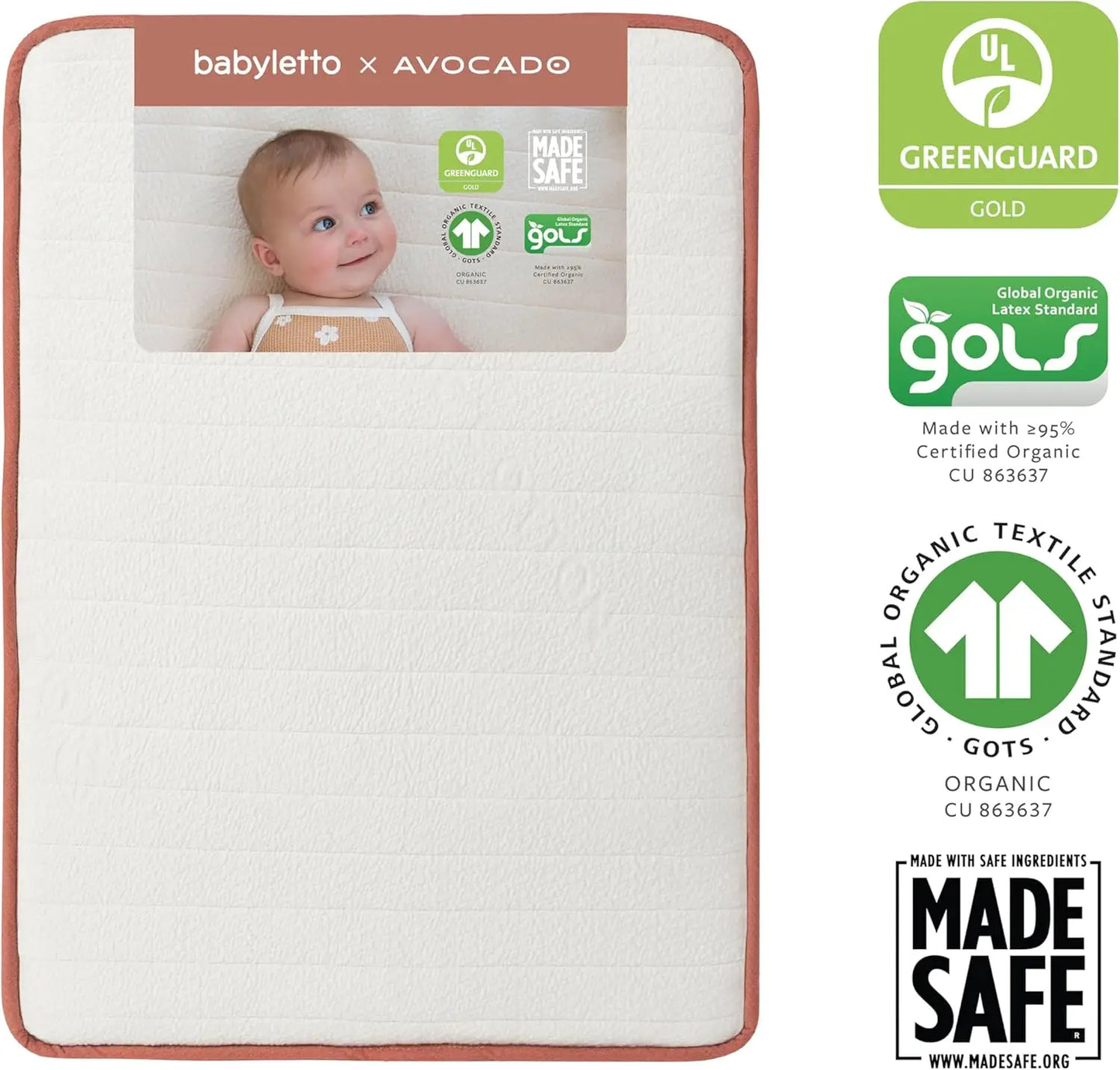 Mini Crib Mattress - GOTS, Made Safe & GREENGUARD Gold Certified - Dual Sided Infant & Toddler Mattress, Flippable