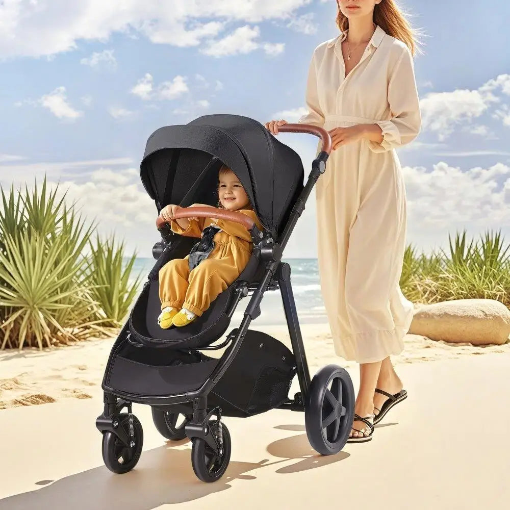 Stroller Travel System 2-in-1 with Bassinet & Playard Baby Combo Set Black