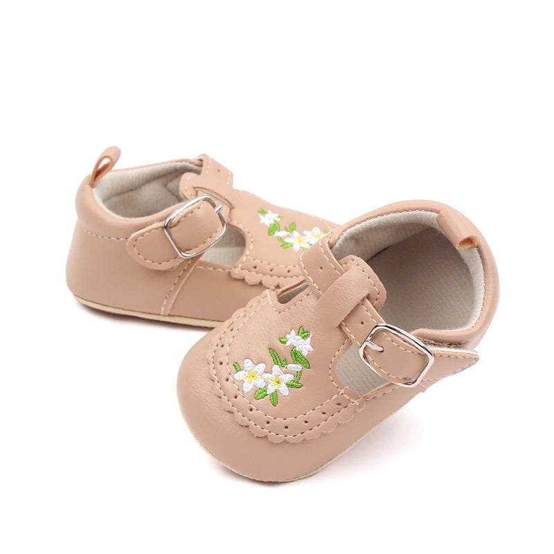 Cute Baby Girls Bowknot Mary Jane Shoes Comfortable PU Leather Non-slip First Walker Shoes for Toddler Princesses