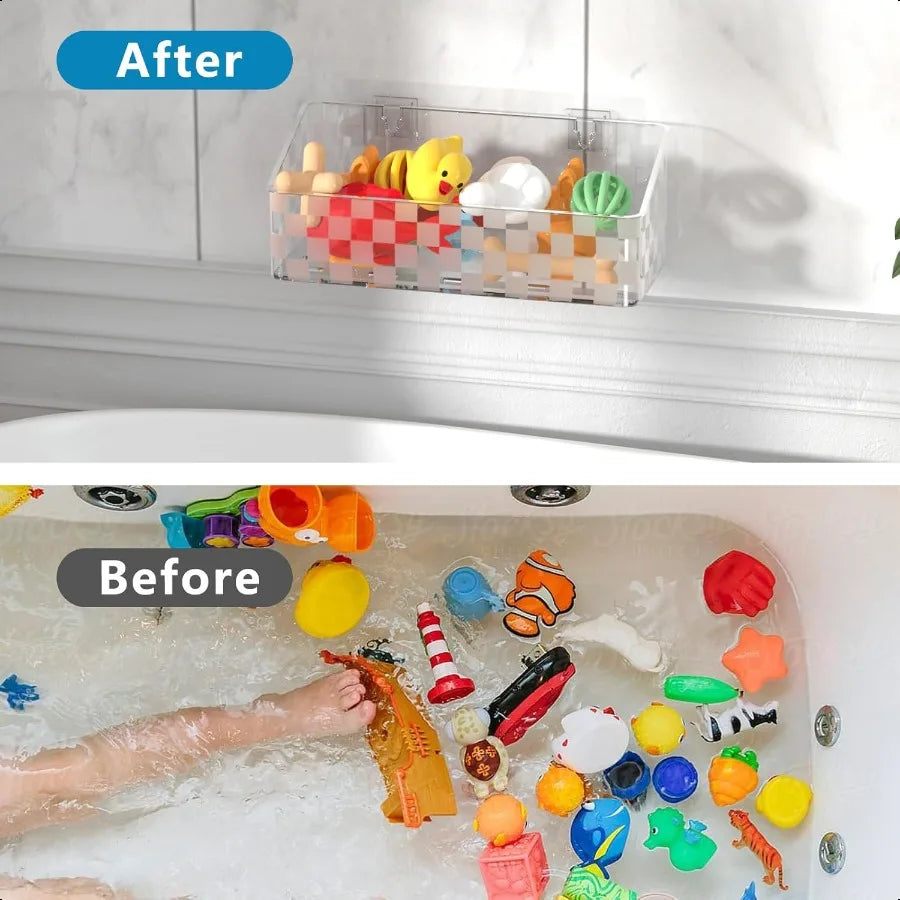 Bath Toy Storage Holder 2 Pack Large Capacity Bath Toy Organizer for Tub Clear Baby Bathtub Toy Storage Multi Use Shower Caddy