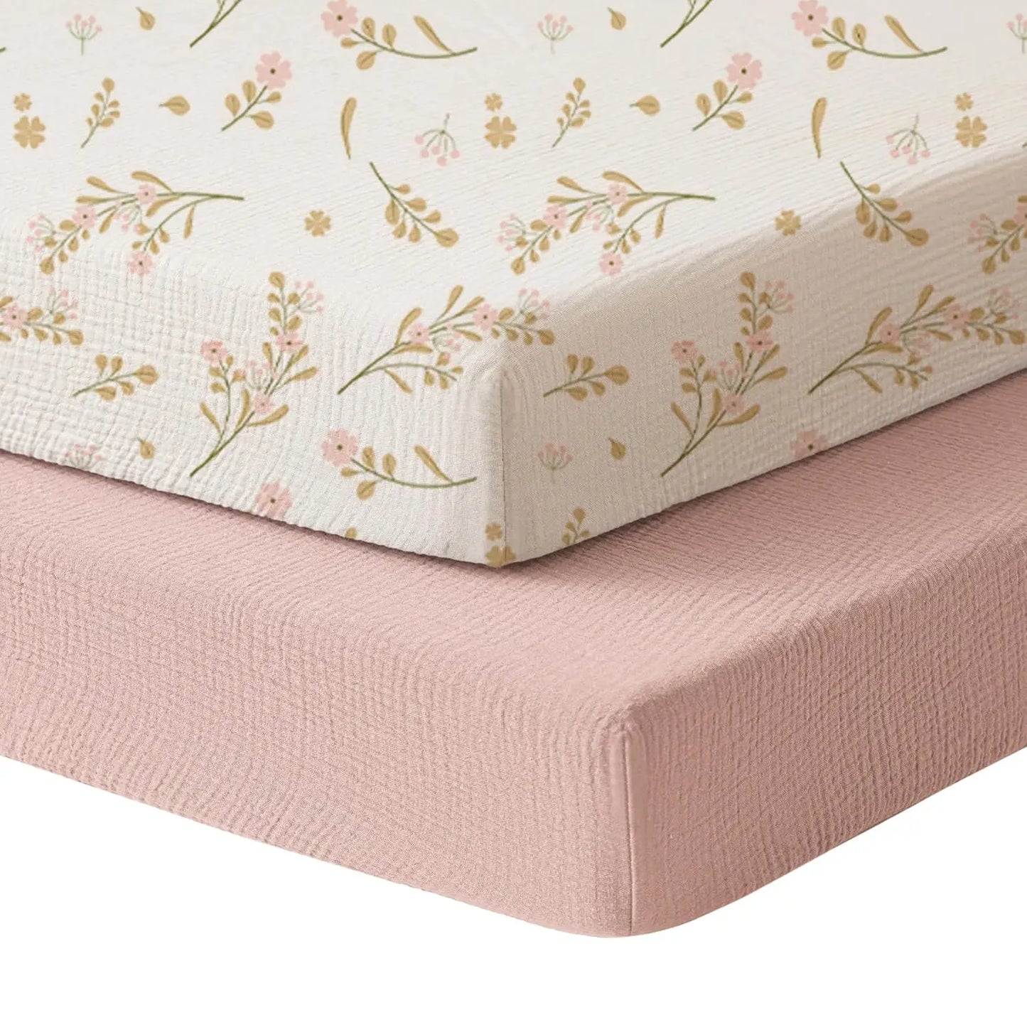 Muslin Mini Crib Sheets, 100% Soft Cotton Pack And Play Sheets For Pack N Play Mattress, Playard Baby Crib Sheets For Baby Girls