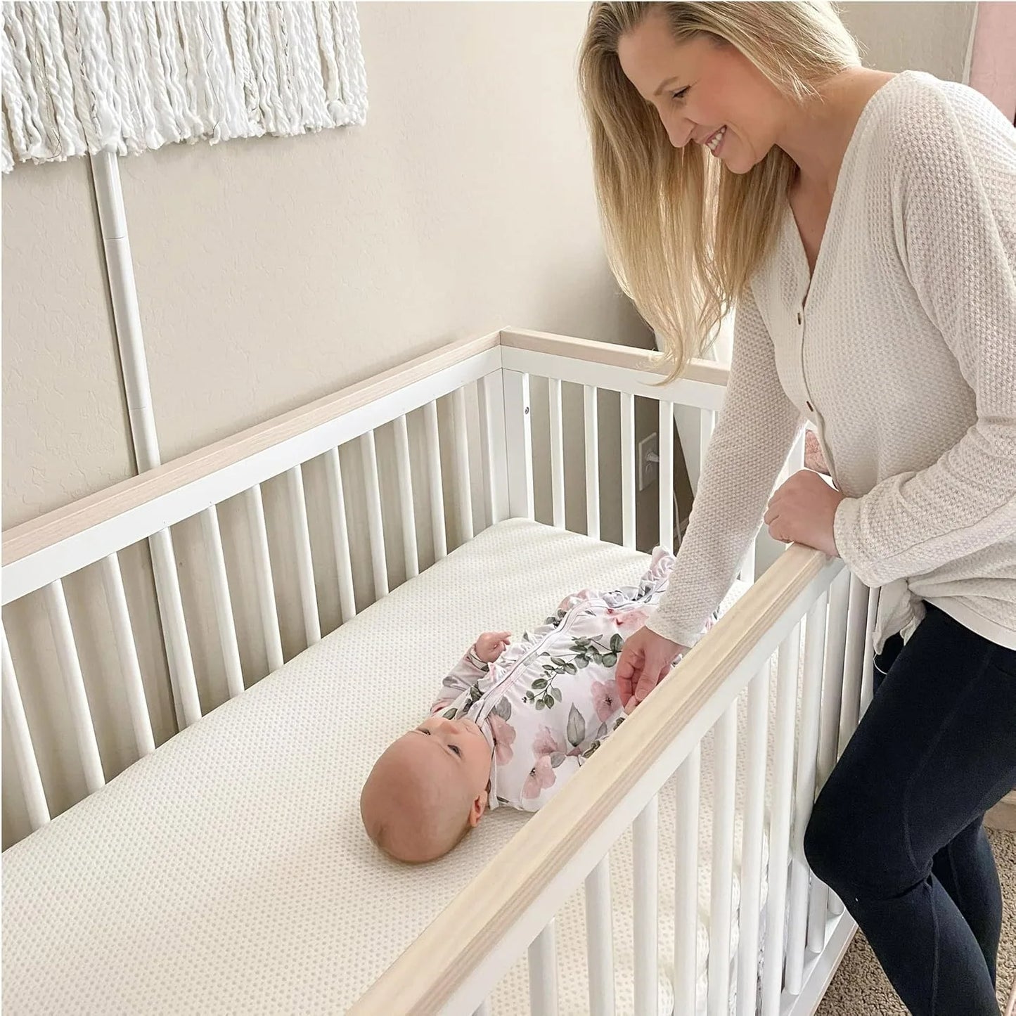 Essential Crib Mattress | Baby Mattress for Crib, Dual-Layer, Safe, 100% Breathable & Machine Washable Infant Crib MattressWhite