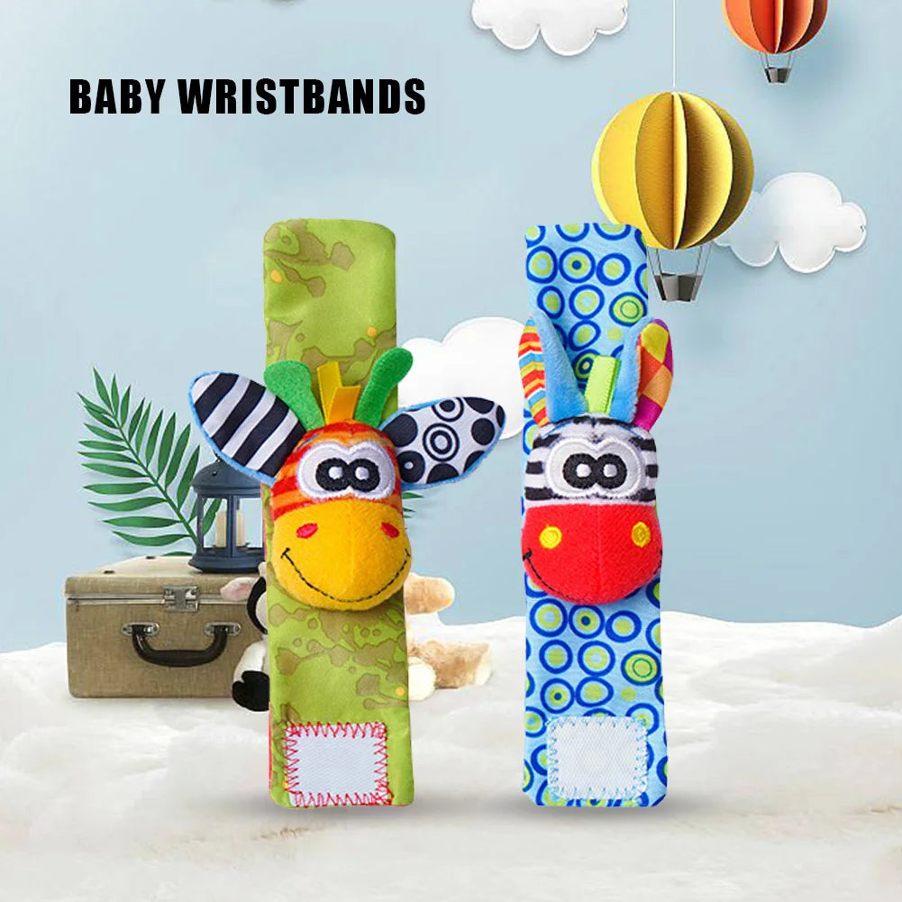 Cute Wrist Strap Rattles Socks Cartoon Writleband Rattle Adjustable Brain-Development for 0-12 Months Baby
