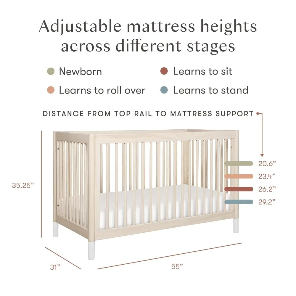 Gelato 4-in-1 Convertible Baby Crib with Wooden Toddler Bed, Daybed & Full-Size Bed Conversion