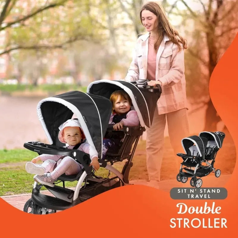 High quality Infant and Toddler Double Stroller & Car Seat Combo, 2 Pc Set, Stormy - Portable and Lightweight Stroller Duo