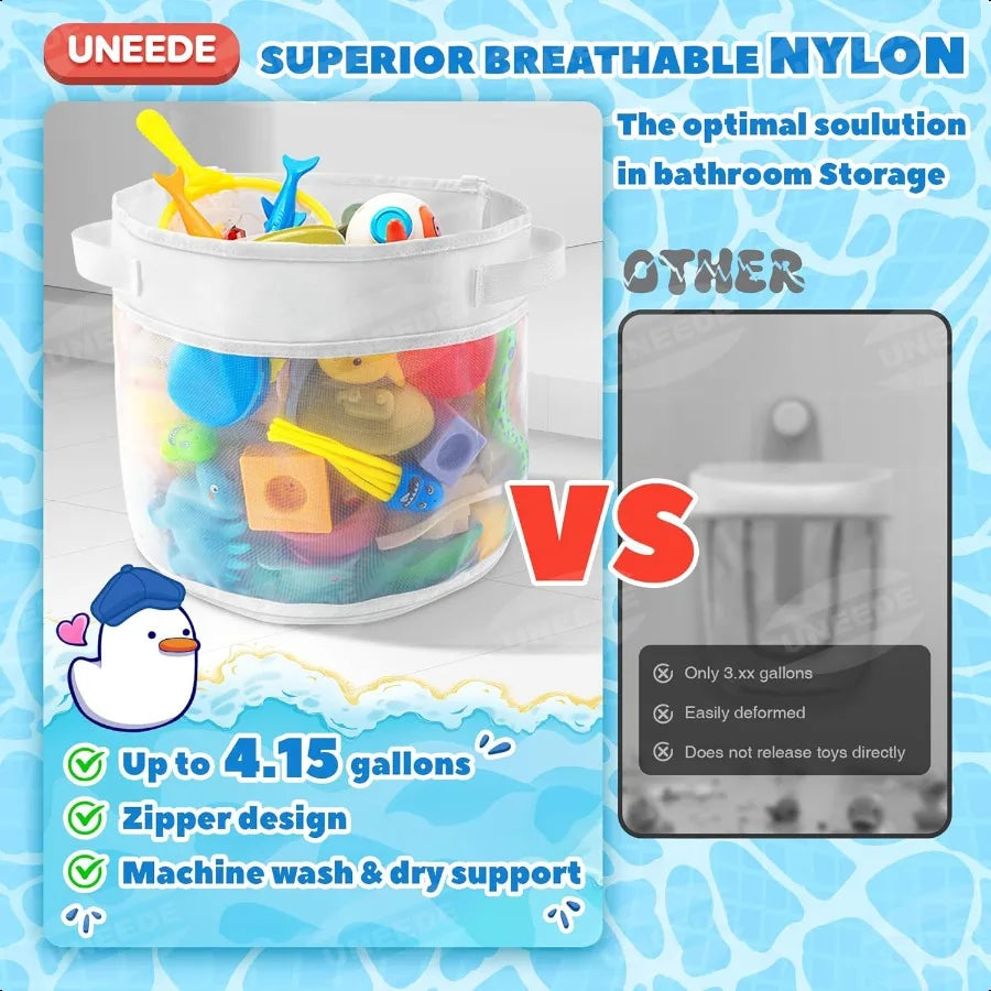 Bath Toy Organizer4 Gallons Bathtub Toy Storage Organizer Quick Access Bath Toy Holder For Bathtub Baby Organizere Quick Dry Ba