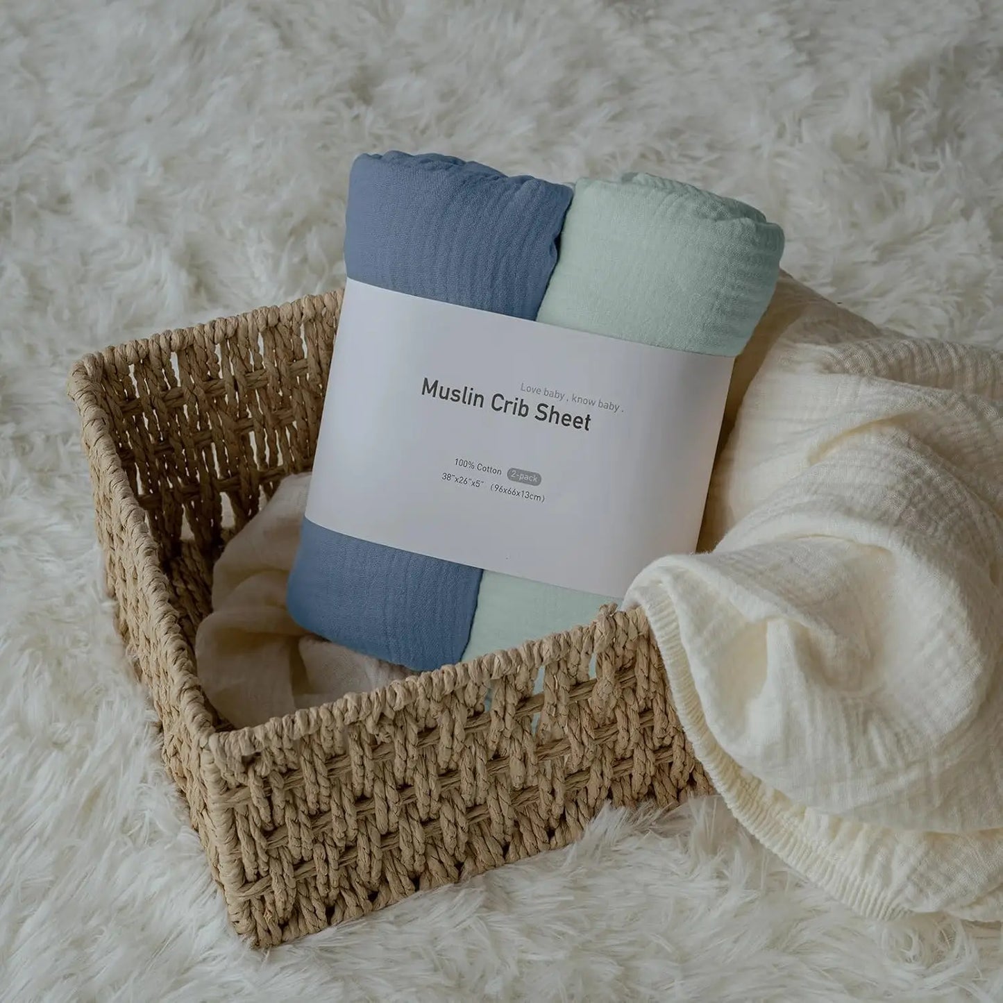 Muslin Mini Crib Sheets, 2 Pack For Baby Boy And Girl, Soft Breathable Stretchy Baby Pack N Play And Mini Cribs Sheet,