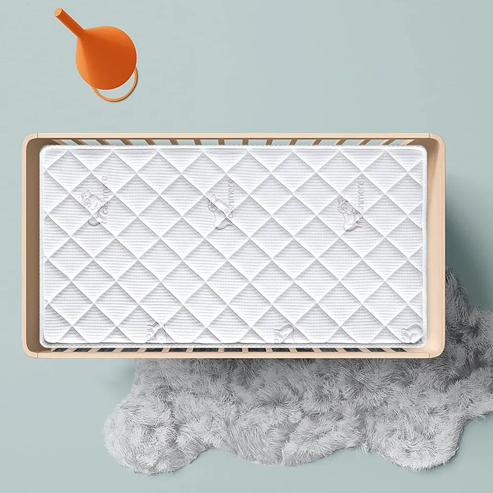 Premium Crib&Toddler Mattress,100% Knitted Fabric,Premium Fleece Surface-Hypoallergenic,Thick Firm Soft Crib Mattress,Non-Toxic