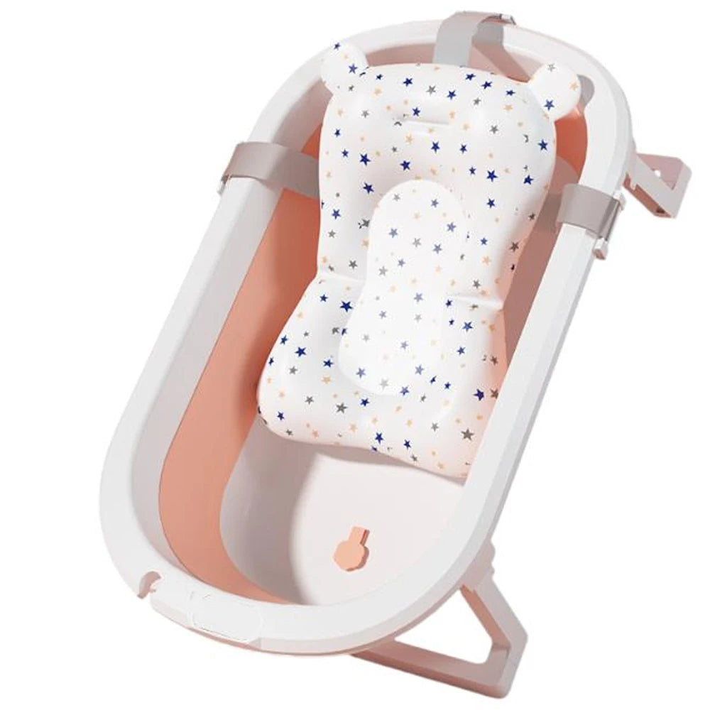Foldable Baby Bathtub Multifunctional Infants Toddlers 0-36 Months Portable Travel Baby Tub With Newborn Cushion Anti-Skid Pad