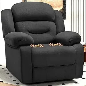 Rocking Recliner Chairs for Adults, 360 ° Swivel Nursery Reclining Glider with Side Pocket, Comfy Fabric Manual Single Sofa for