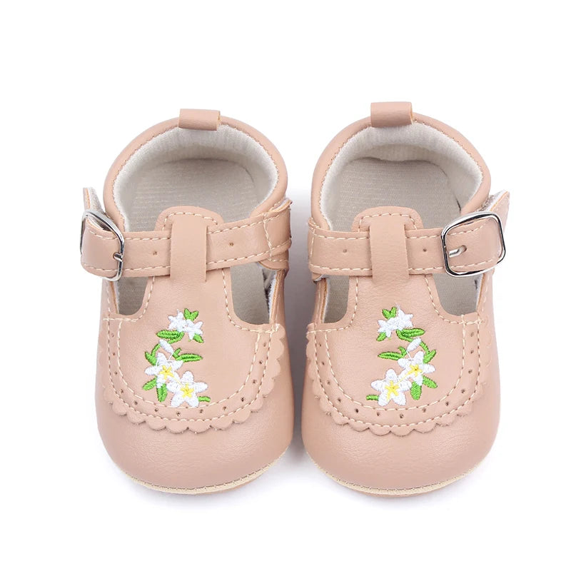 Cute Baby Girls Bowknot Mary Jane Shoes Comfortable PU Leather Non-slip First Walker Shoes for Toddler Princesses