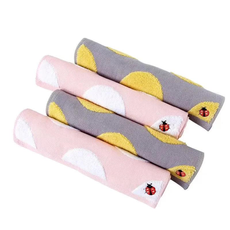 Cotton Children Baby Hand Towel Jacquard Cartoon Embroidery Ladybug Bathroom Washcloth Bath Towel for Kids