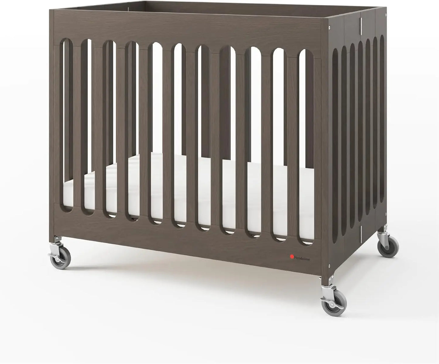 Boutique Compact Folding Crib for Baby, Portable Mini Crib for Hotels, Homes, and Nurseries, Wood Crib, Commercial Casters