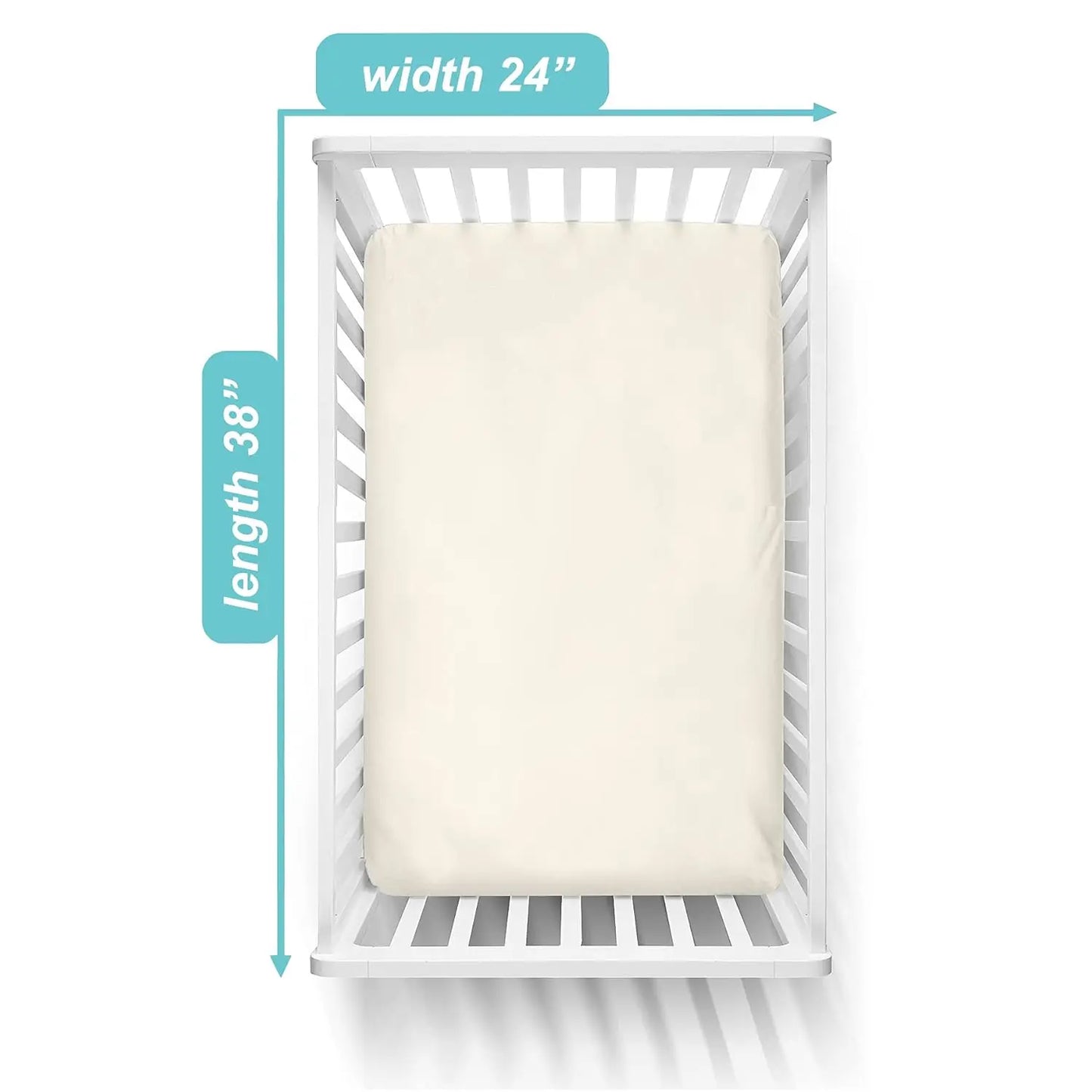 Fitted Mini Crib Sheet 24"" X 38"", Soft Breathable Neutral 100% Cotton Jersey Portable Sheet, Cream, For Boys And Girls, Fits