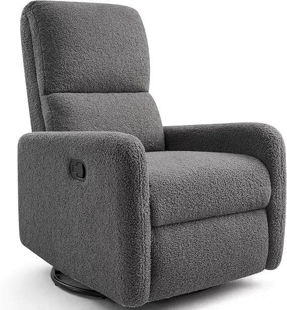 Swivel Glider Rocking Recliner Chair for Adults, Nursery Rocker Reclining, Comfy Upholstered Single Sofa Armchair for Living Ro