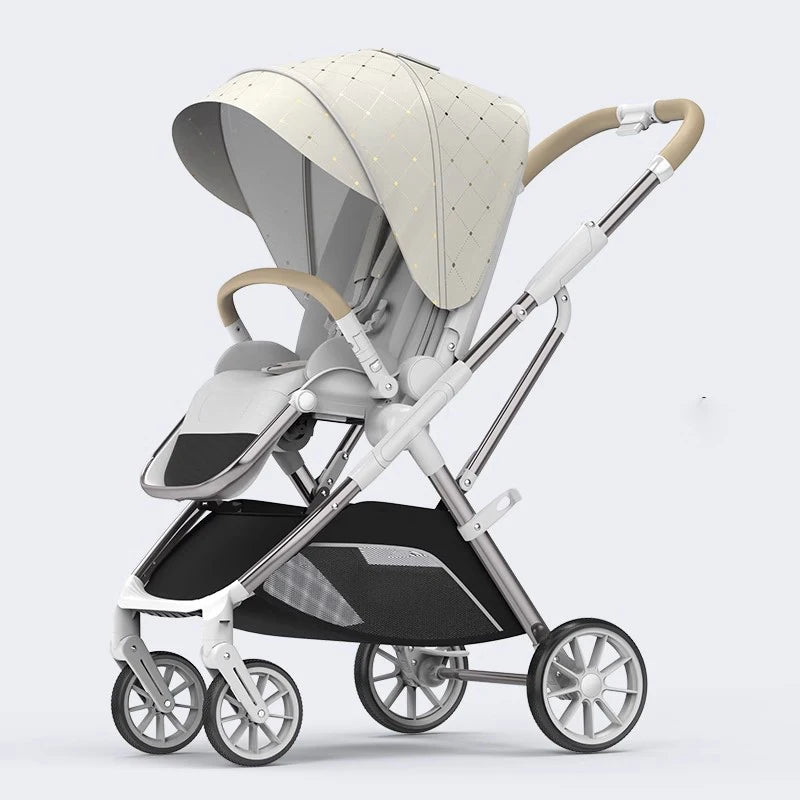 High View Portable Baby Stroller Ergonomics Seat Bassinet for Newborn One Hand to Recline Pram