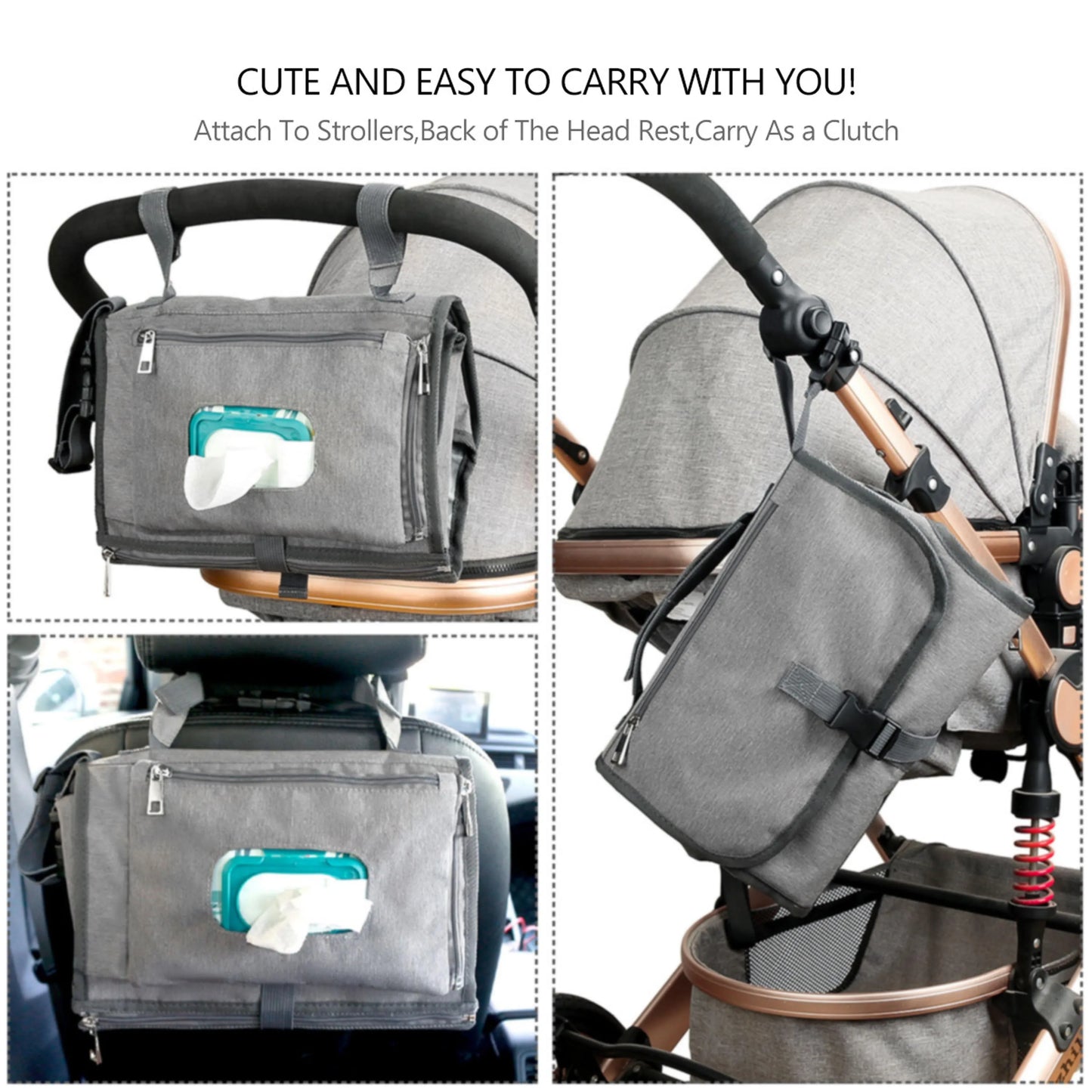 Portable Diaper Changing Pad for Newborn Girl & Boy Baby Changing Pad with Wipes Pocket Waterproof Travel Changing Kit