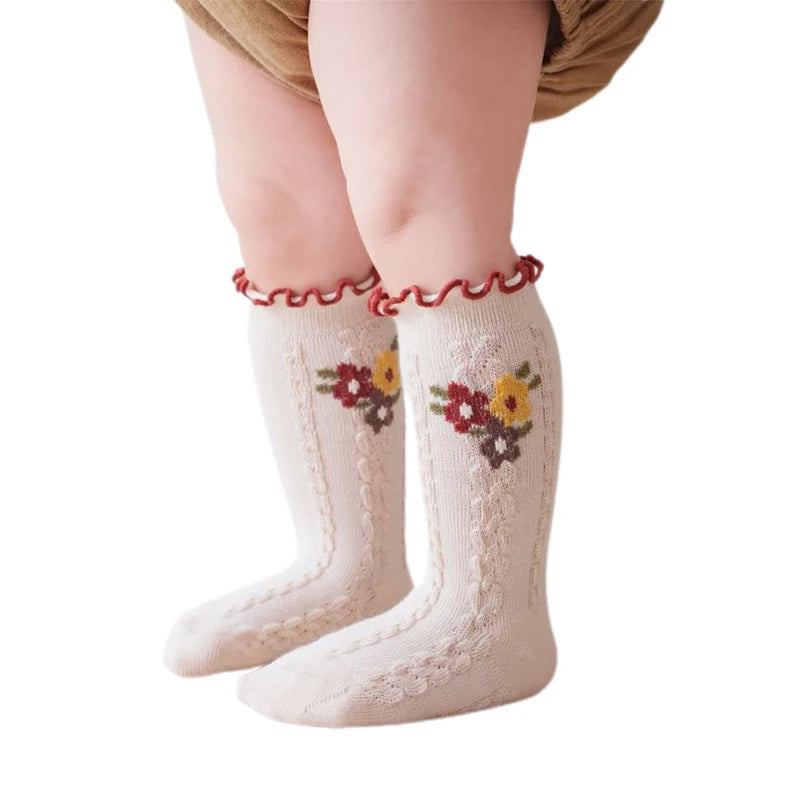 Cute Infant Knee High Socks Cozy Stretchy Stockings with Adorable Animal Print for Baby Girls and Toddlers