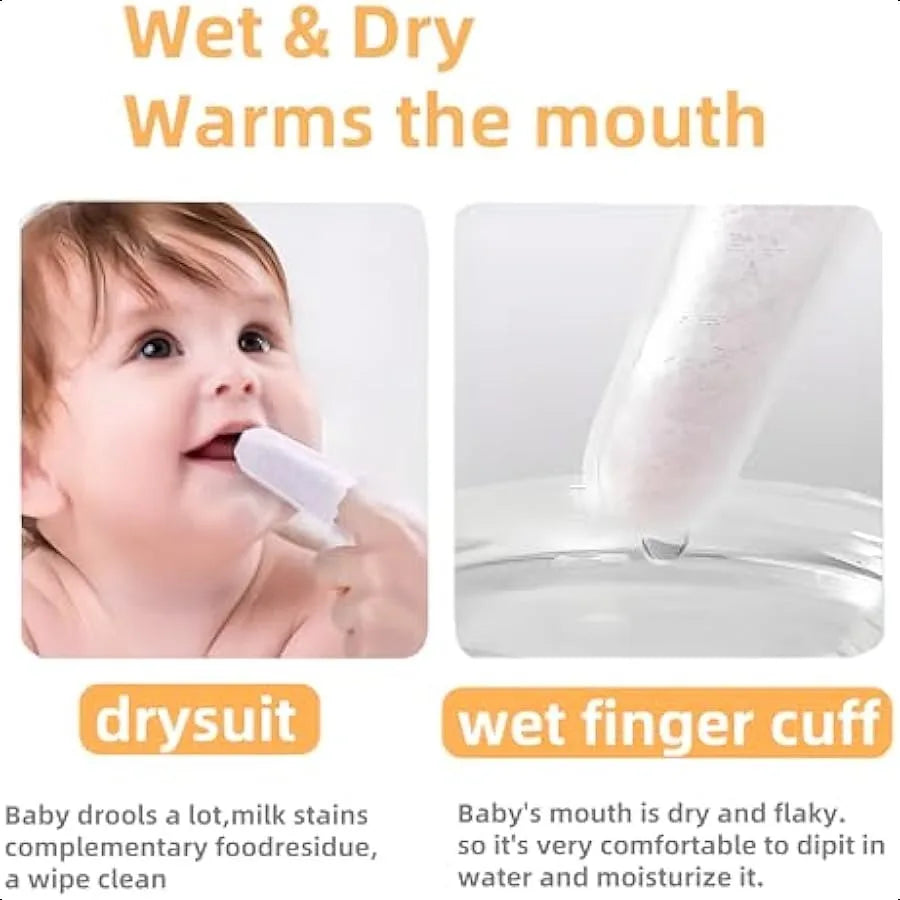 Finger Tooth Brushing Tongue Cleaner Baby Toothbrush 6 to 12 Months Finger Tooth Brushing Dry Wipes for Baby Wipes Toddles 32Pc