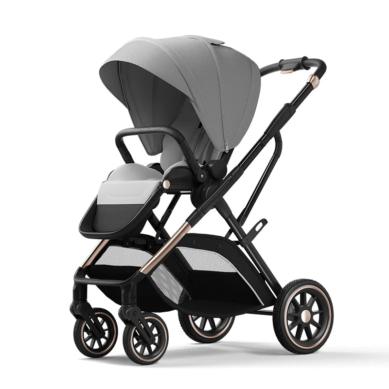High View Portable Baby Stroller Ergonomics Seat Bassinet for Newborn One Hand to Recline Pram