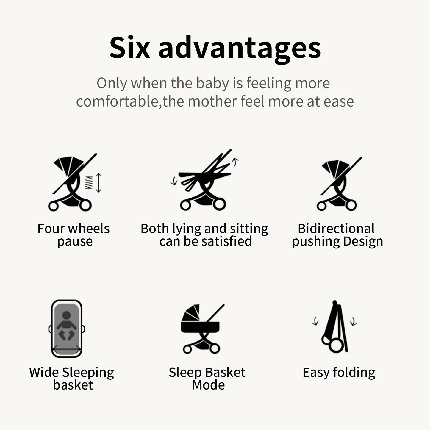 Baby Stroller 3‑in‑1 Travel System Pushchair Lightweight Pram from Birth All‑Terrain Baby Buggy Compact Fold Stroller Summer