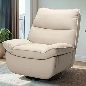 Lotus Swivel Recliner Chair for Adults, Oversized 360° Swivel Rocker Recliner, Fabric Glider Rocking Nursery Chair, Side Pocket