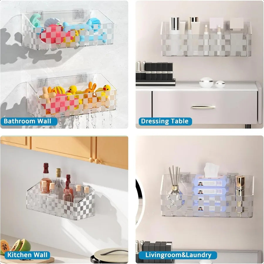 Bath Toy Storage Holder 2 Pack Large Capacity Bath Toy Organizer for Tub Clear Baby Bathtub Toy Storage Multi Use Shower Caddy