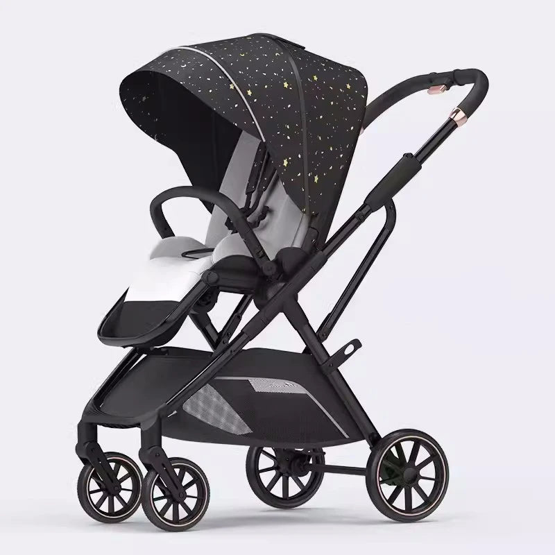 High View Portable Baby Stroller Ergonomics Seat Bassinet for Newborn One Hand to Recline Pram