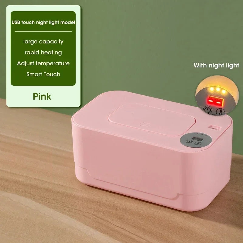 Baby Wet Wipe Heater Warmer with LED Display Wet Towel Dispenser Portable USB Baby Wipe Warmer Napkin Heating Box Home/Car Hand