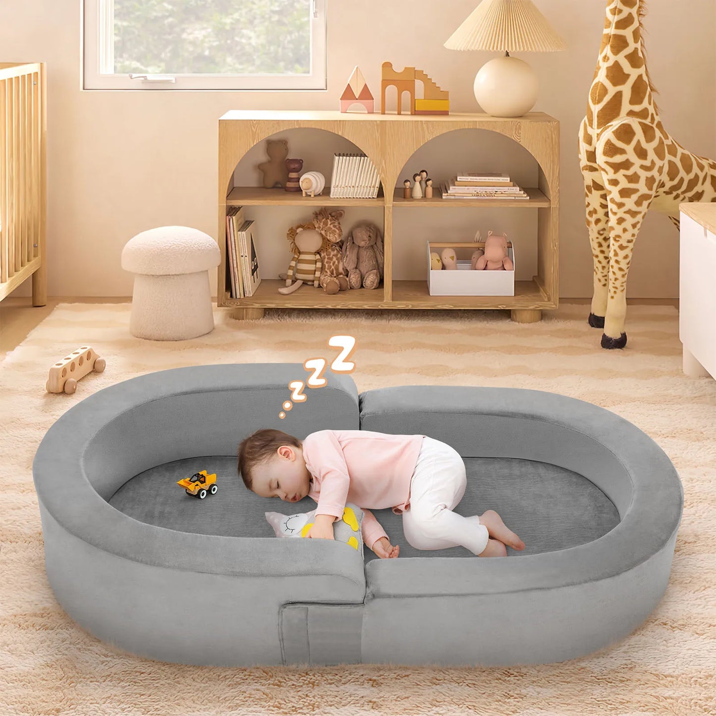 Portable Convertible Sofa Bed for Toddlers - 2-in-1 Play Sofa & Nap Bed, Lightweight Foldable, Carry Bag Included, Safe for Nurs