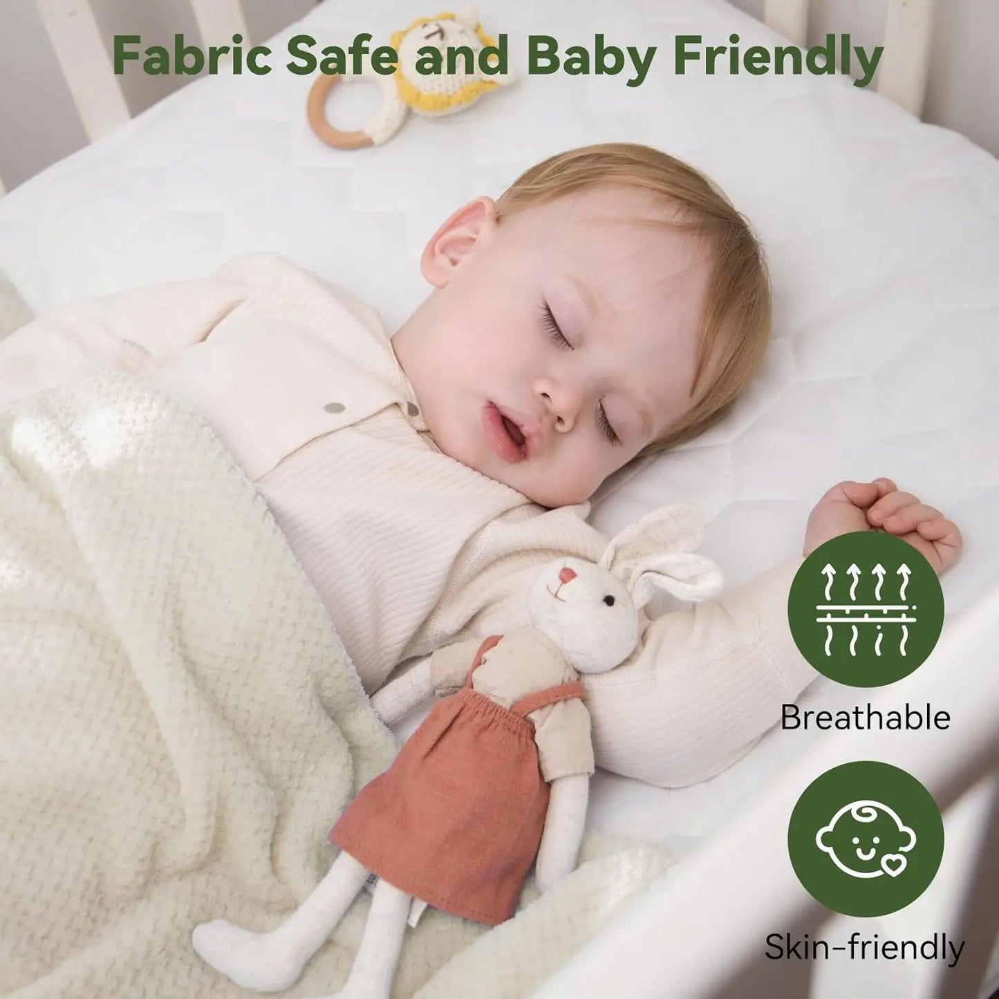 2 Pa Waterproof Crib Mattr Protector, 52''X28'' Baby Crib Mattr Cover, Quilted Toddler Mattr Protector, Ultra Soft &