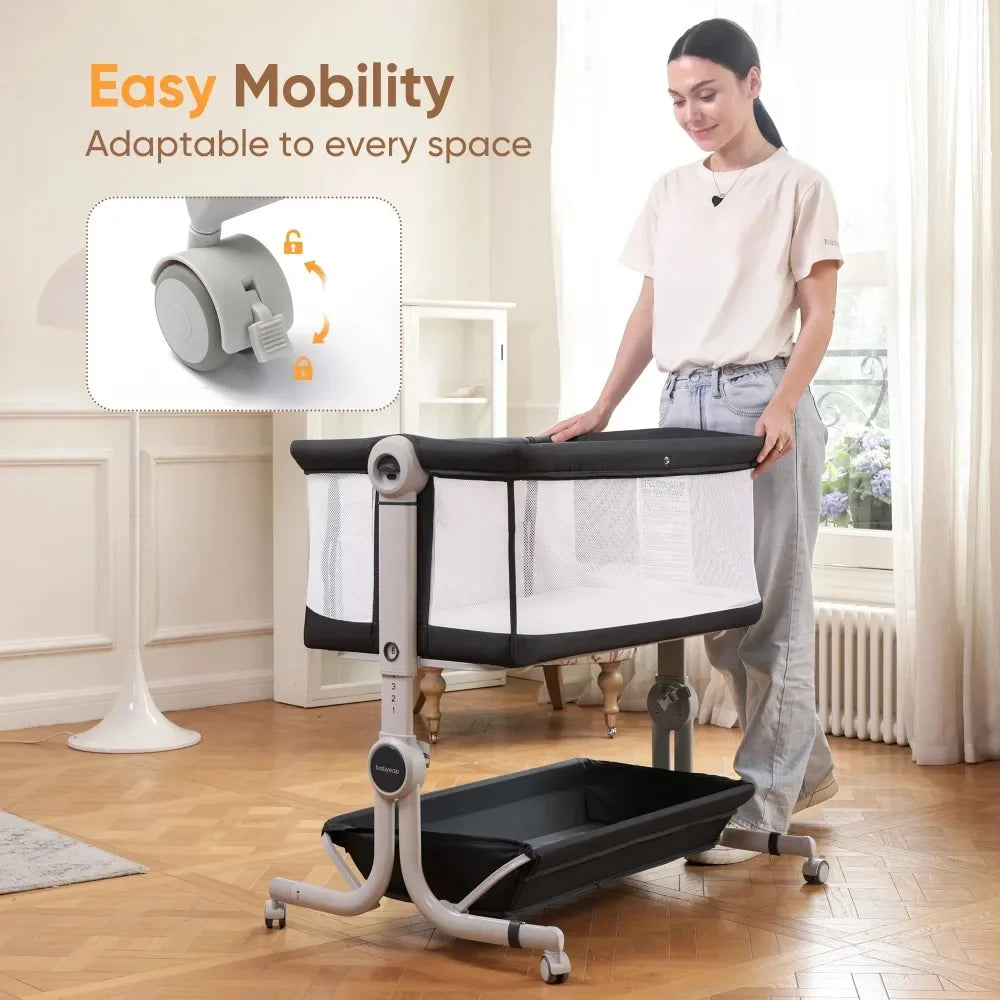 3 in 1 Baby Bassinet,Baby Basinet Bedside Sleeper, Standalone Baby Crib,6 Height Adjustable Portable Crib for Newborn